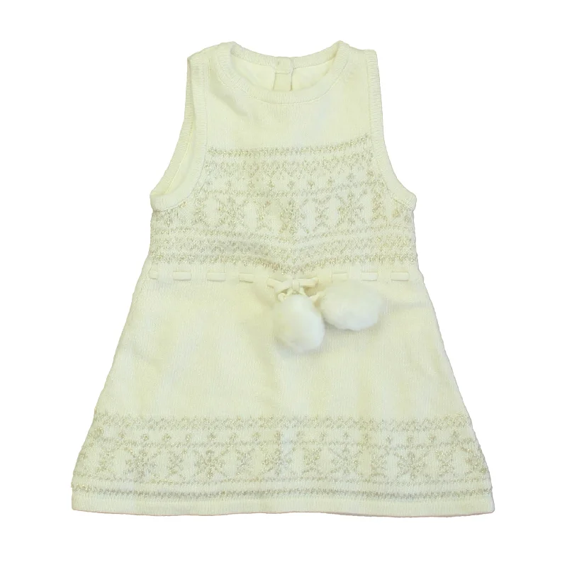 Janie and Jack Girls Ivory | Gold Sweater Dress Trendy Sweater Dress