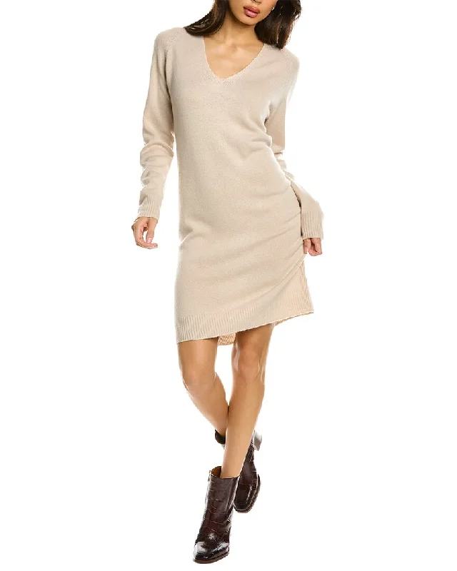 Vince V-Neck Wool & Cashmere-Blend Sweaterdress Chunky Knit Dress