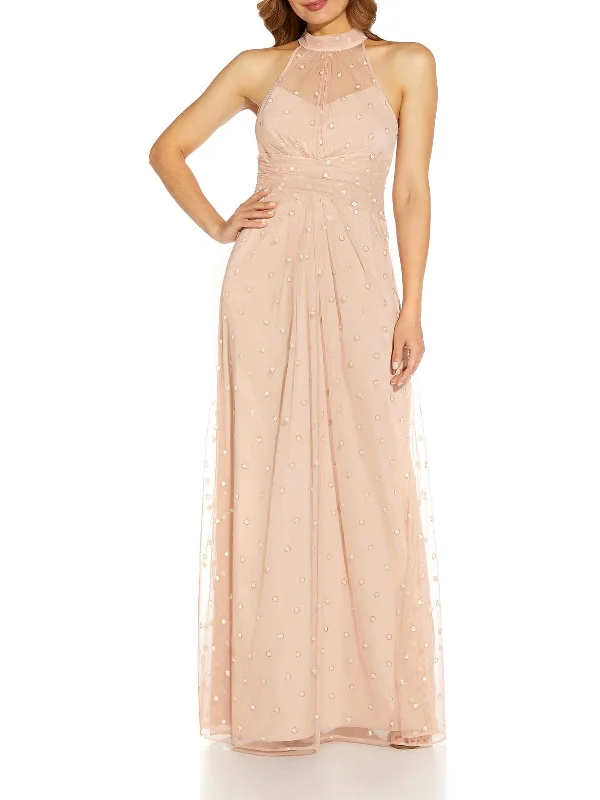 Womens Embelllished Maxi Evening Dress Ruffle Long Maxi