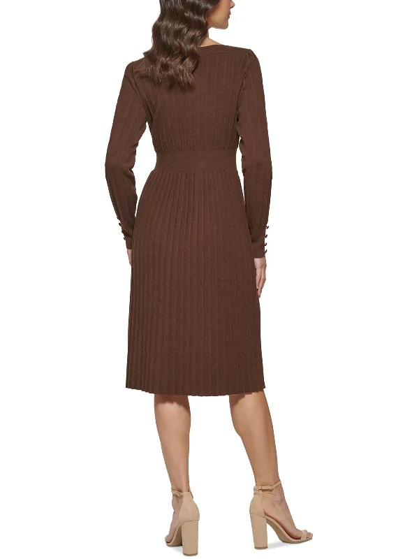 Womens Soft Pleated Sweaterdress Soft Wool Sweater