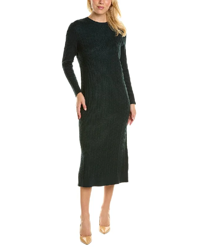 YAL New York Cable Knit Sweaterdress Warm Wool Sweater