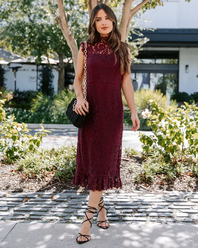 Frances Lace Ruffle Midi Dress Bohemian Midi Skirt