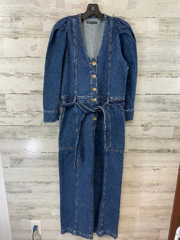 Jumpsuit By MARFINNO In Blue Denim, Size: M Button Detail Denim