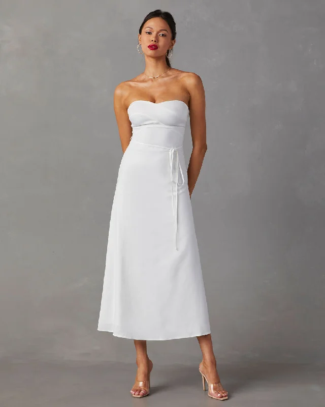 Milos Strapless Midi Dress Flowy Midi Skirt