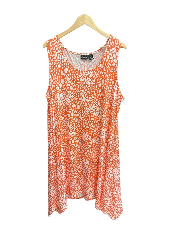 Orange & White Dress Casual Midi Rachel Zoe, Size 3x Wool Midi Skirt