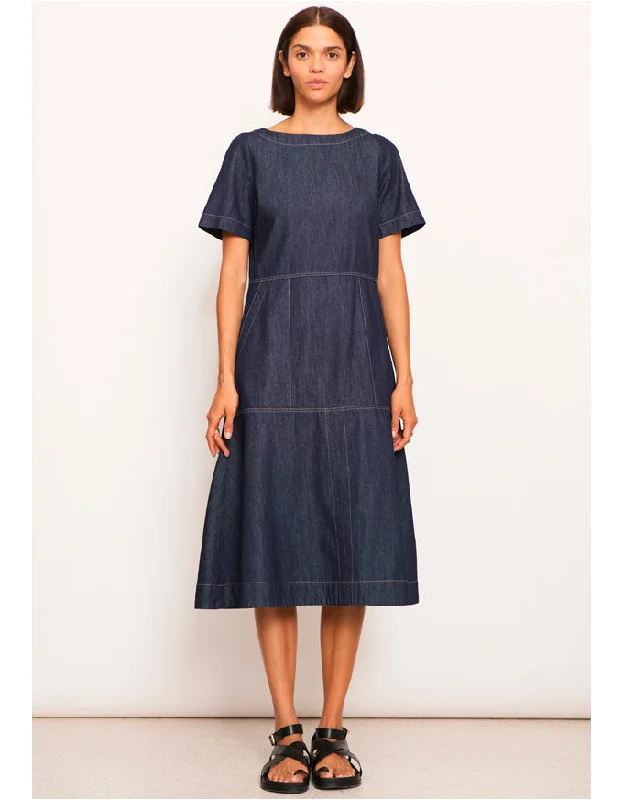 Raydel Denim Dress Dark Denim Belted Denim Skirt