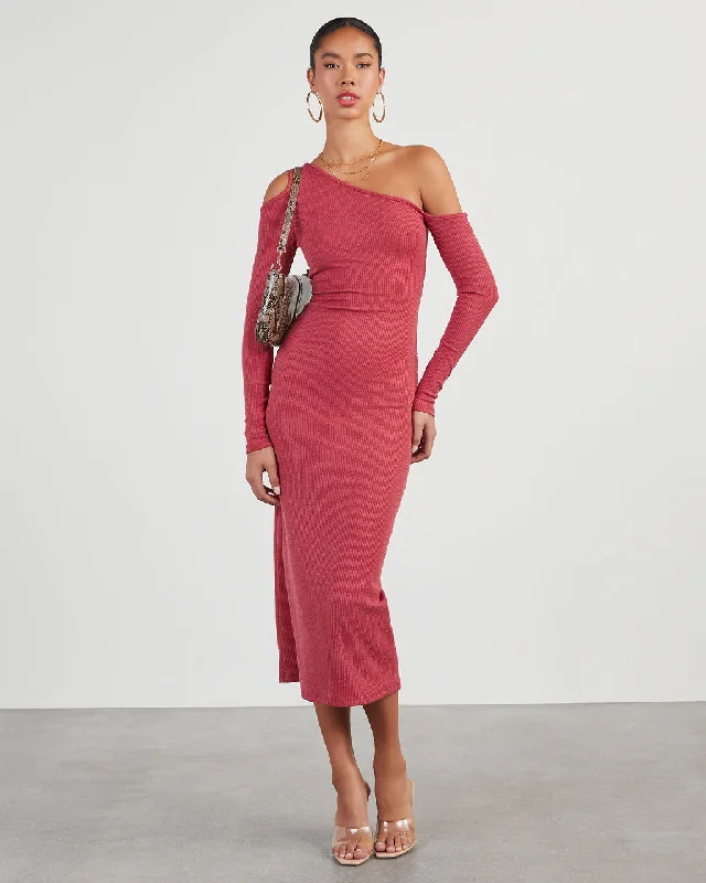 Regina Cutout One Shoulder Knit Midi Dress Vintage Midi Skirt