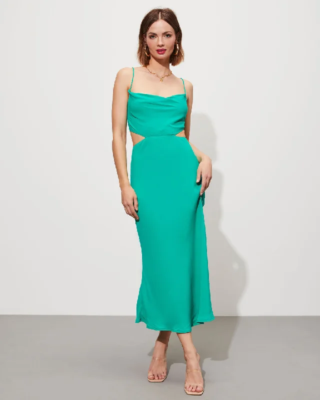 Seraphine Cowl Neck Cutout Midi Dress Midi Skirt Chic