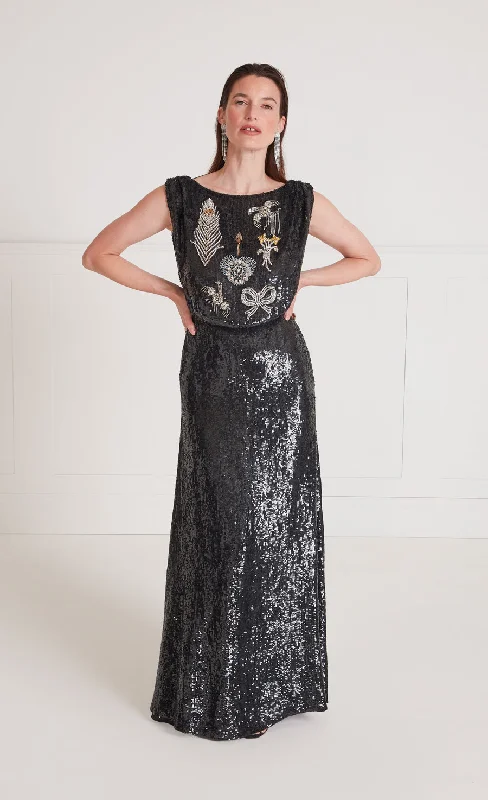 Adalina Sequin Gown - Black Sequin Dress Appeal