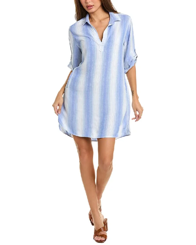 Bella Dahl A Line Linen-Blend Shirtdress Printed Button Shirt