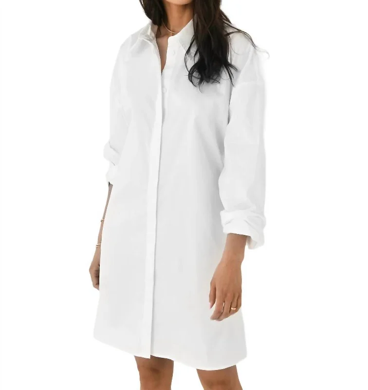 Cotton Oversized Shirt Dress In White Shirt Dress Trend