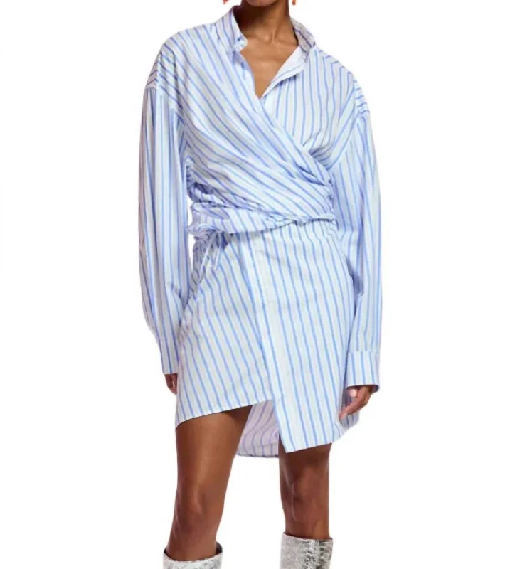 Fetty Poplin Shirt Dress In White,blue Tartan Shirt Gown