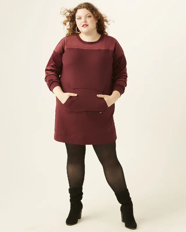 Sophia French Terry Sweatshirt Dress | Burgundy Casual Button Shirt